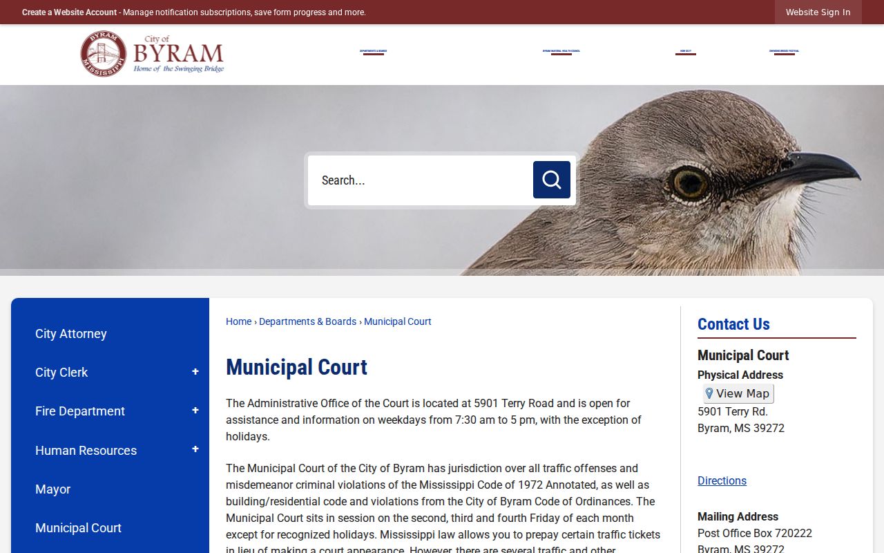 Byram Municipal Court contact and warrant notice